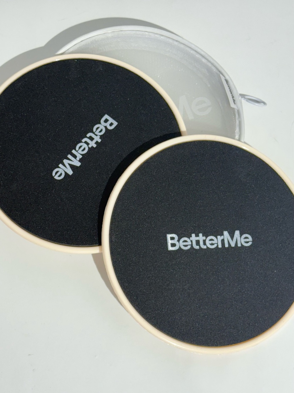BetterMe Core Sliders in Black with Beige Trim (Pair)